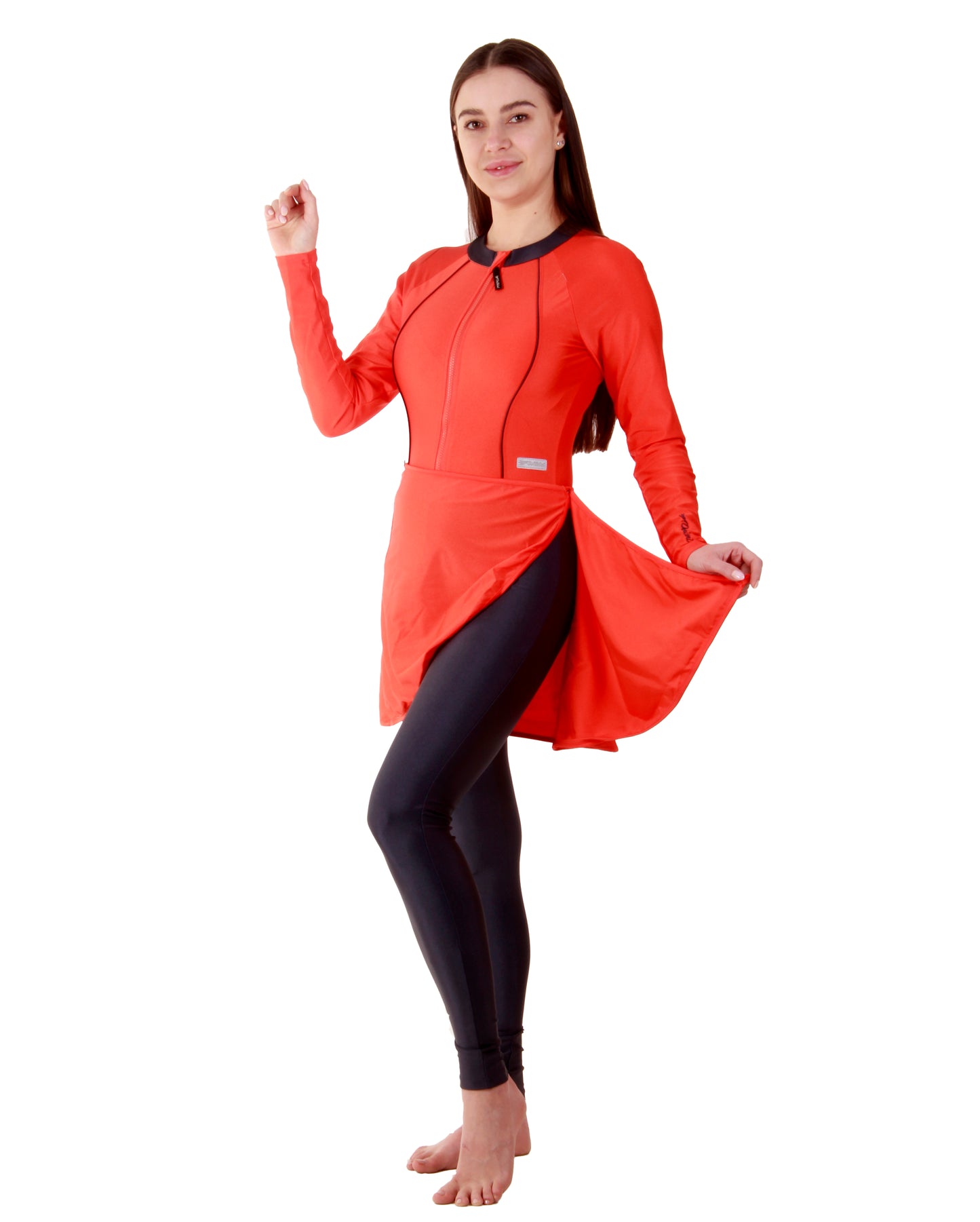 Orange Jumpsuit Swimsuit with a Skirt