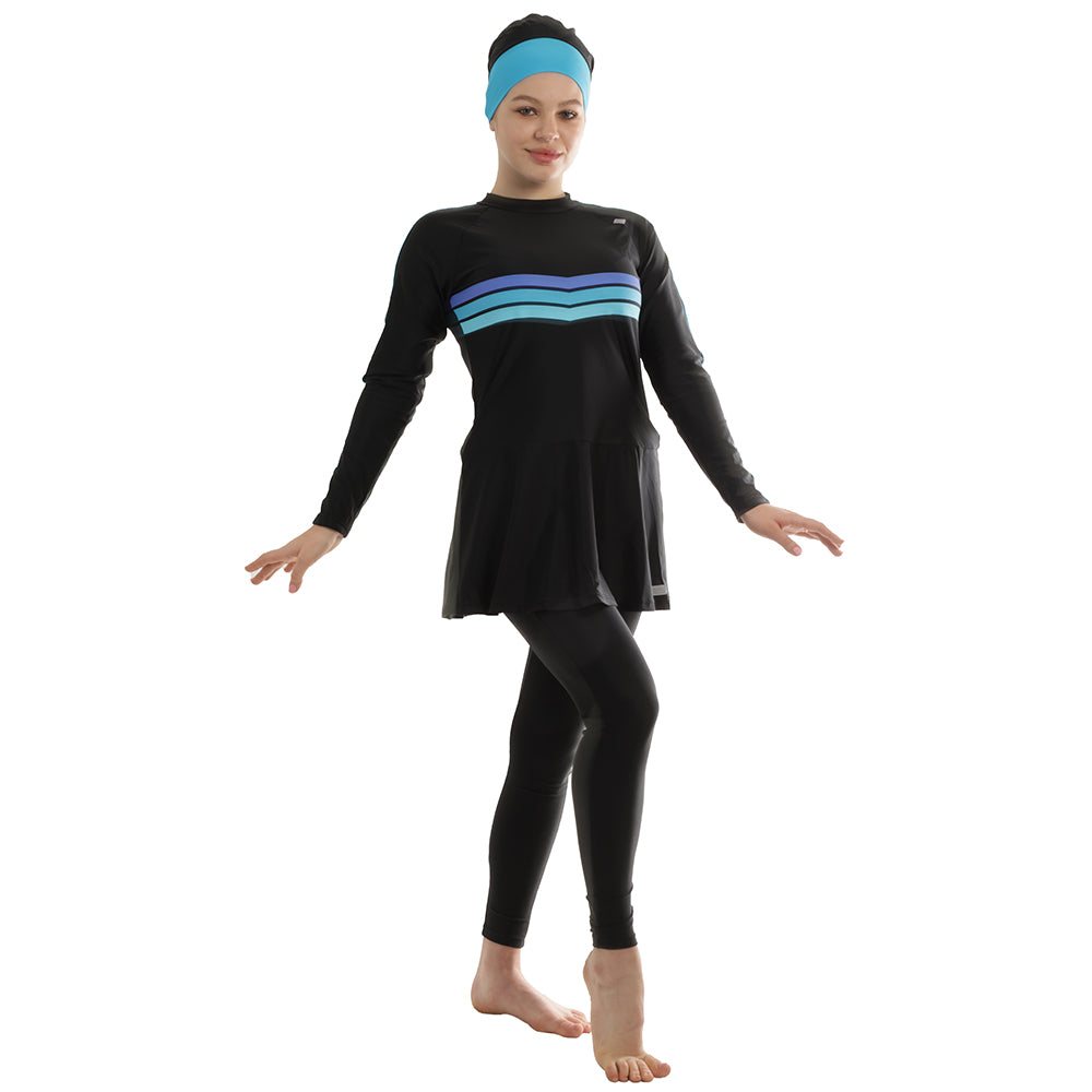 Active Chevron Sporty Fit Full Cover Swimsuit