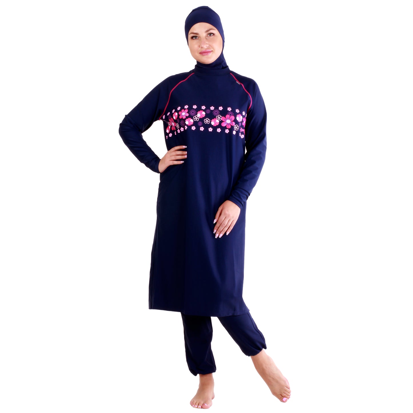 Burkini Long Cover Swimsuit with Print