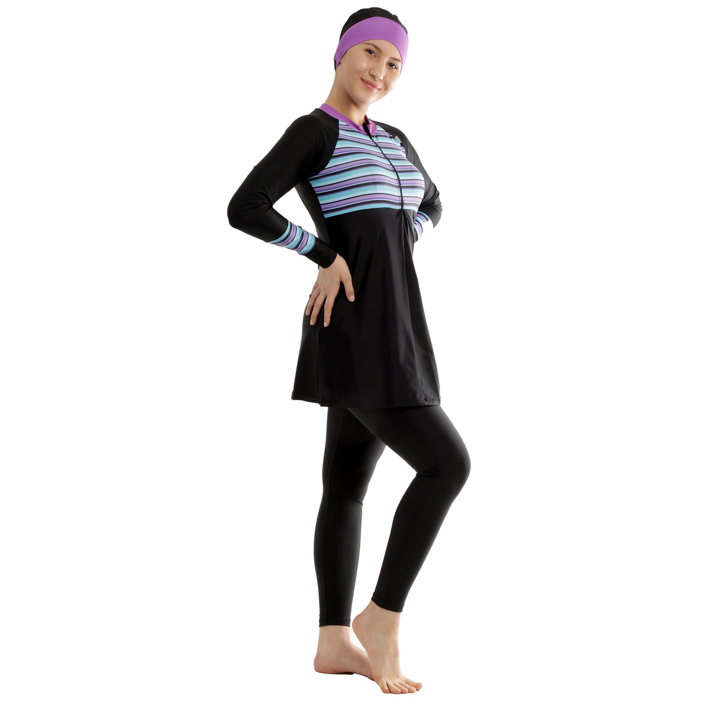 BURKINI Stripes Full Cover Swimsuit