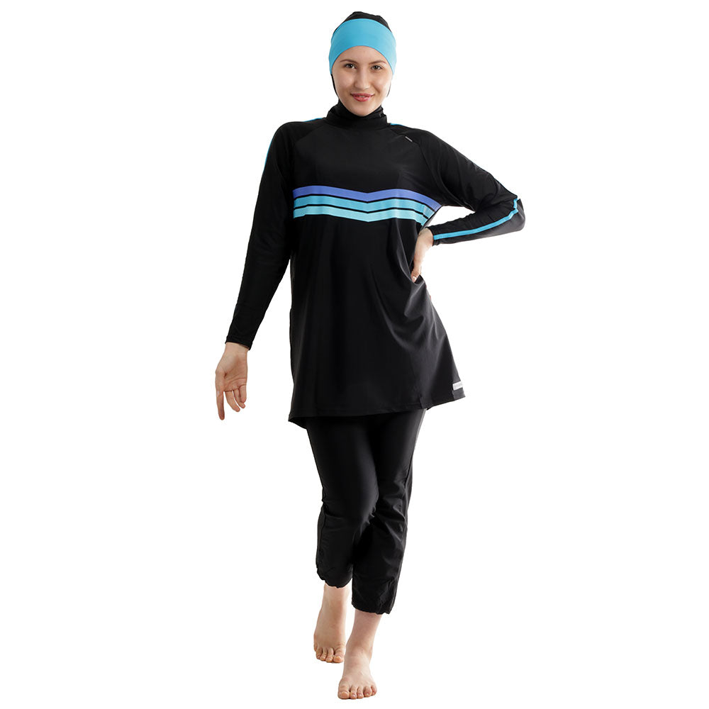 Active Chevron Regular Fit Full Cover Swimsuit