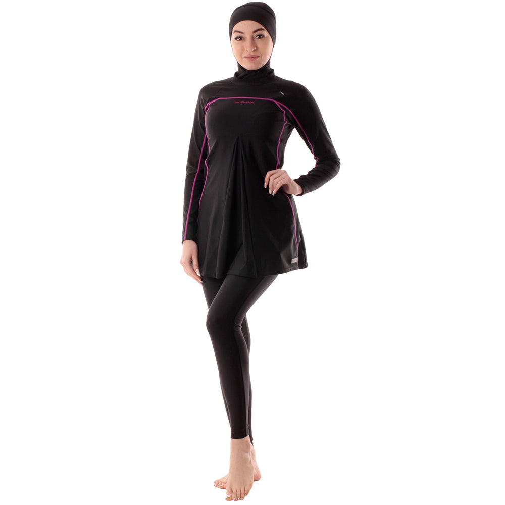 Veilkini Elegance Sporty Fit Full Cover Swimsuit (Black/Navy)