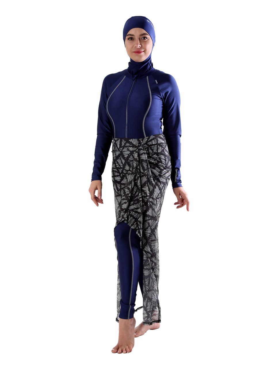 Navy Jumpsuit with Long Skirt Coverup (Patterns)