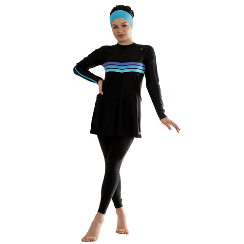 Active Chevron Sporty Fit Full Cover Swimsuit