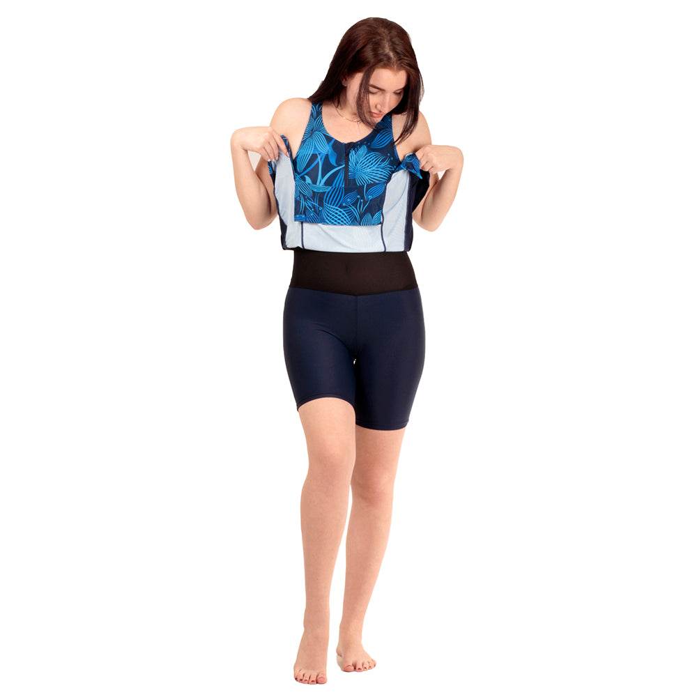 Sleeveless swim-Dress with attached  swim short
