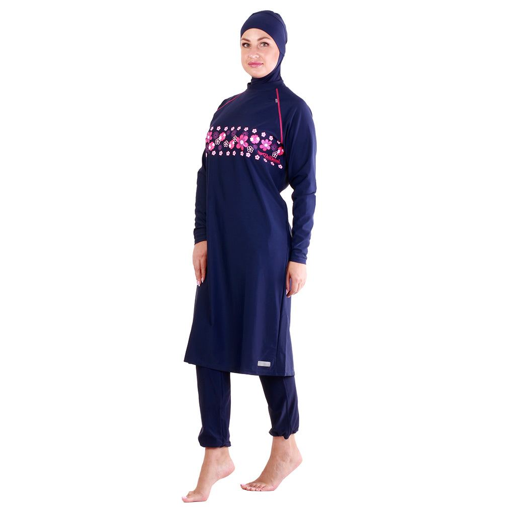 Burkini Long Cover Swimsuit with Print