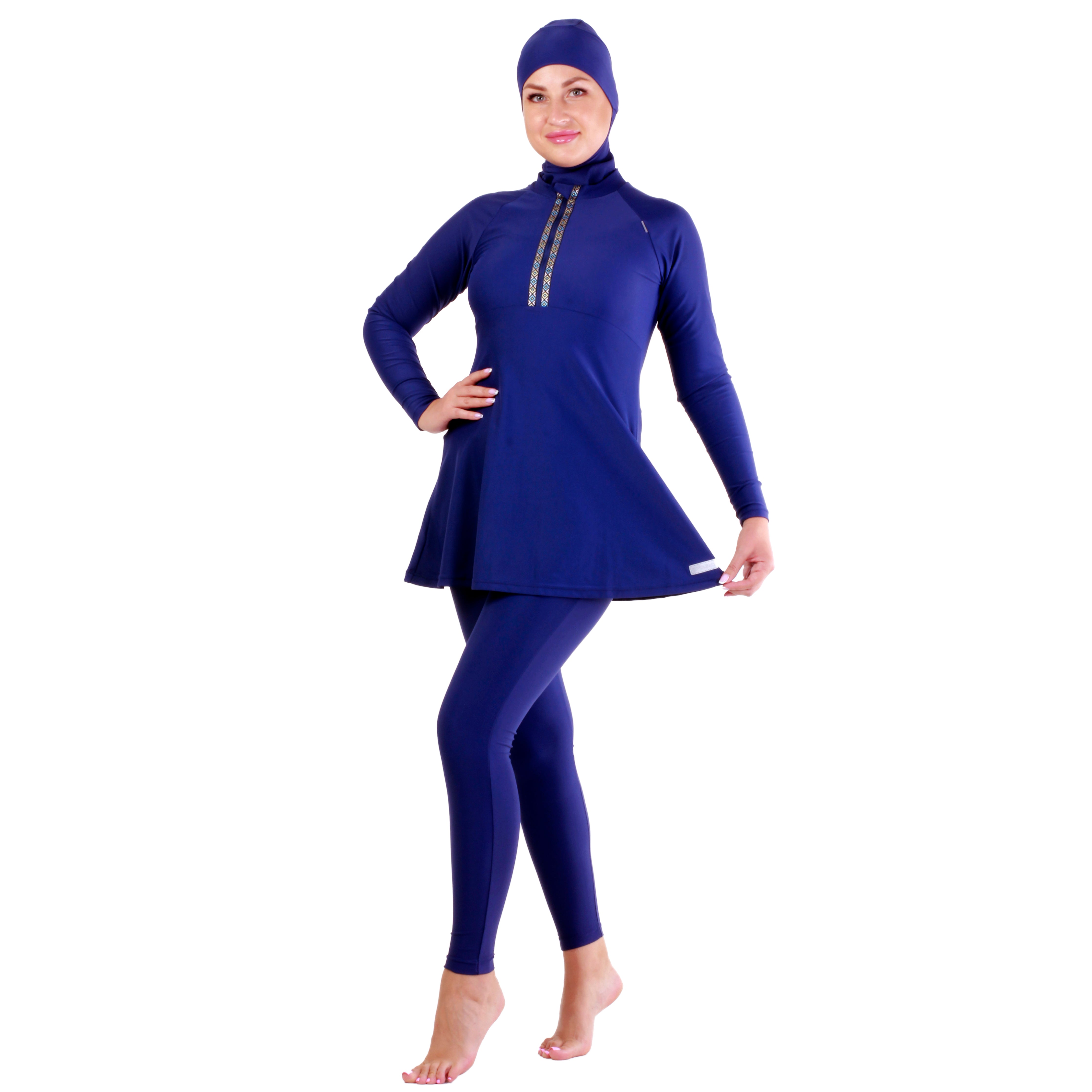 BURKINI Sporty Fit Full-Cover Swimsuit Embroidery – VEILKINI