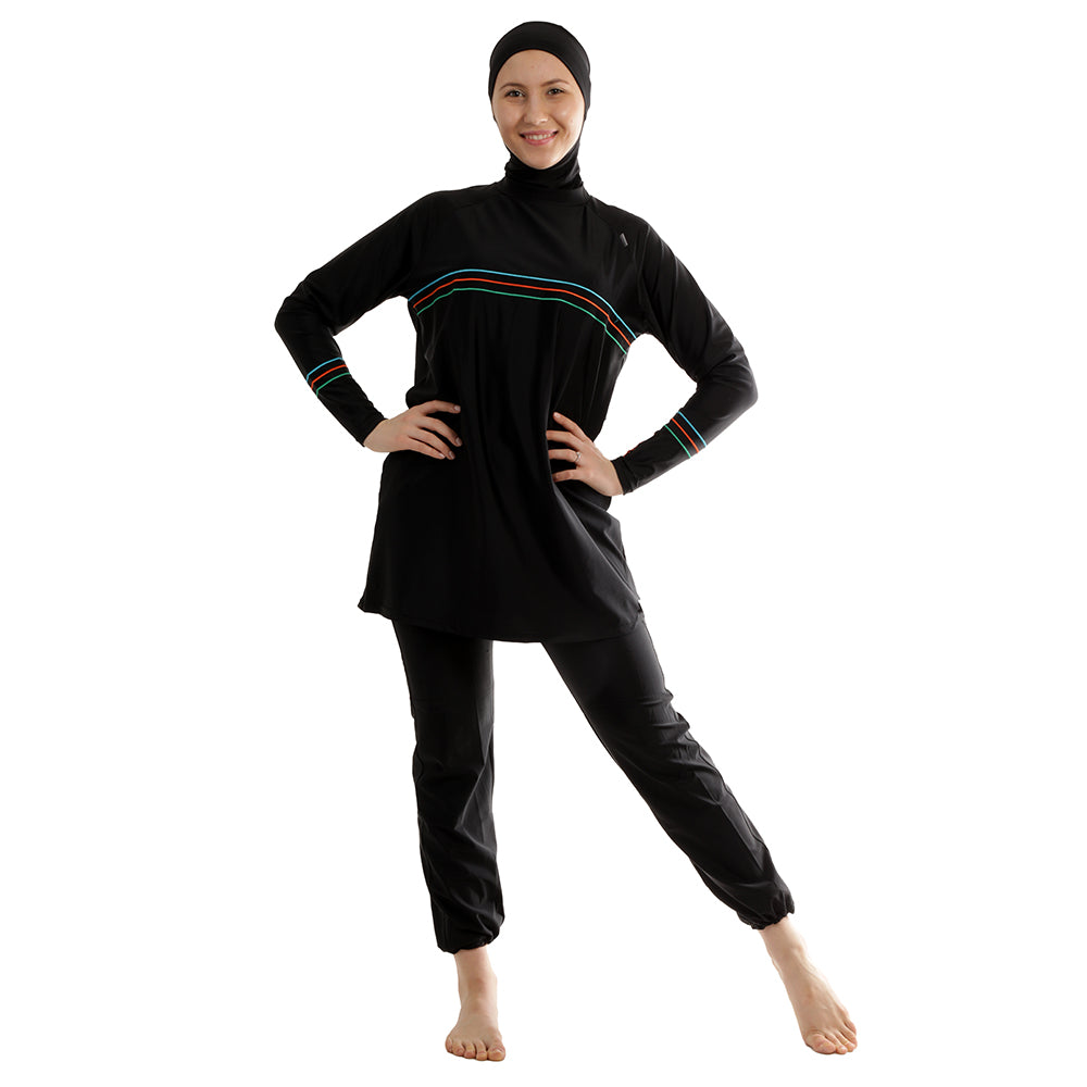 Burkini Full Cover Modesty Swim suit BlackSleek